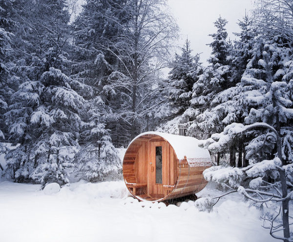 sauna exterior madera nieve
